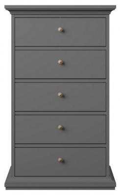 Product photograph of Paris Grey 5 Drawer Narrow Chest from Choice Furniture Superstore