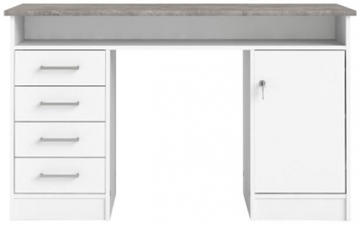 Product photograph of Function Plus White And Grey 1 Door 4 Drawer Desk from Choice Furniture Superstore