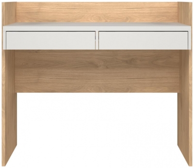 Product photograph of Function Plus Jackson Hickory And White 2 Drawer Desk from Choice Furniture Superstore