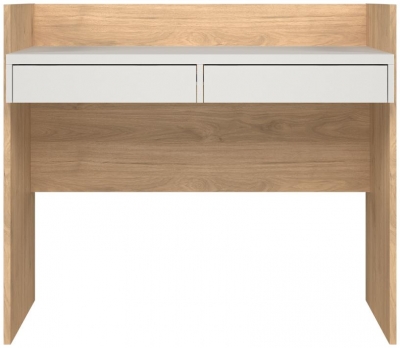 Function Plus Oak Effect And White 2 Drawer Desk