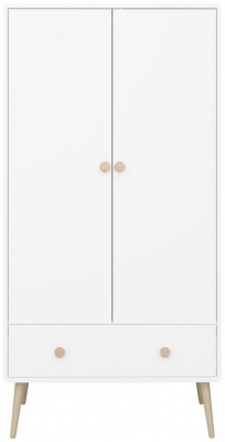 Gaia Pure White 2 Door 1 Drawer Wardrobe