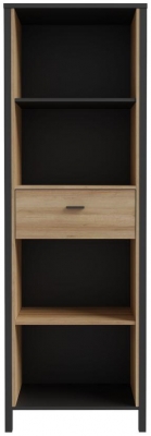 Product photograph of High Rock Matt Black And Riviera Oak 1 Drawer Shelf Unit from Choice Furniture Superstore