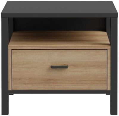 Product photograph of High Rock Matt Black And Riviera Oak Bedside from Choice Furniture Superstore