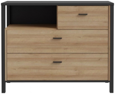 Product photograph of High Rock Matt Black And Riviera Oak 3 Drawer Chest from Choice Furniture Superstore