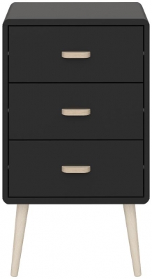 Mino Black 3 Drawer Bedside Table