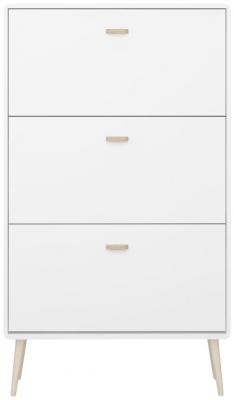 Product photograph of Mino Pure White 3 Flip Down Door Shoe Cabinet from Choice Furniture Superstore