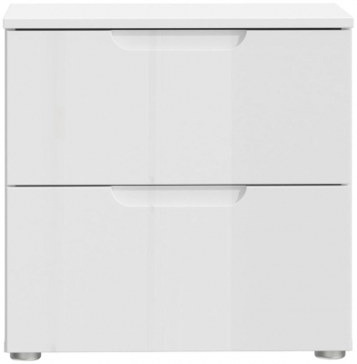 Product photograph of Sienna High Gloss White 2 Drawer Bedside from Choice Furniture Superstore