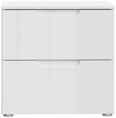 Sienna White Gloss 2 Drawer Bedside Cabinet