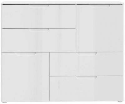 Product photograph of Sienna High Gloss White Abstract 4 Drawer Chest from Choice Furniture Superstore