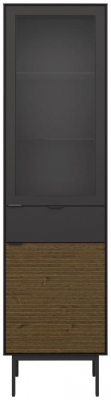 Product photograph of Soma Granulated Black Brushed Espresso 2 Door 1 Drawer Showcase from Choice Furniture Superstore