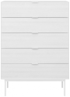 Product photograph of Soma Granulated Pure White Brushed White 5 Drawer Chest from Choice Furniture Superstore