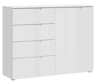 Product photograph of Sienna High Gloss White 1 Door 4 Drawer Chest from Choice Furniture Superstore