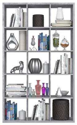 Mauro Grey Concrete Effect 15 Open Shelving Unit