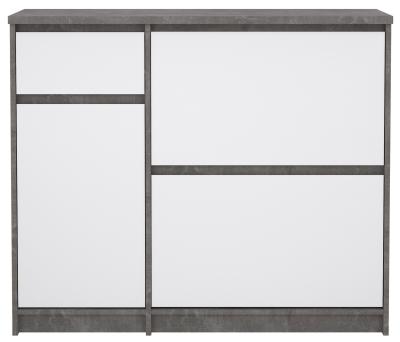 Product photograph of Naia Concrete Effect And White High Gloss 2 Drawer Door Shoe Cupboard from Choice Furniture Superstore