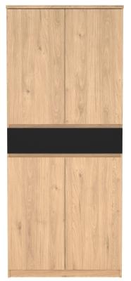 Product photograph of Naia Oak And Black 4 Door 1 Drawer Shoe Cupboard from Choice Furniture Superstore