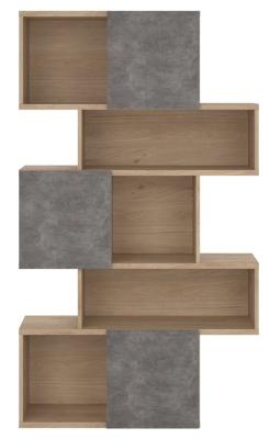 Maze Oak And Concrete Effect Asymmetrical Design Bookcase