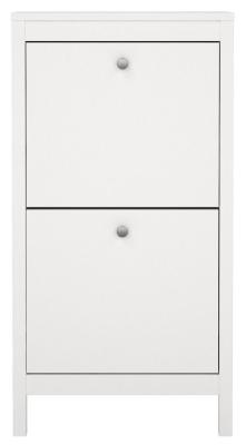 Product photograph of Madrid White 2 Drawer Door Shoe Cabinet from Choice Furniture Superstore