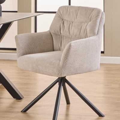 2 X Alonso Cream Fabric Swivel Dining Armchair