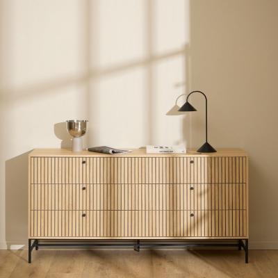 Albany Oak Ribbed Wide 6 Drawer Chest