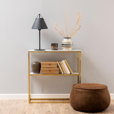 Alisma White Marble Effect Console Table With Gold Legs