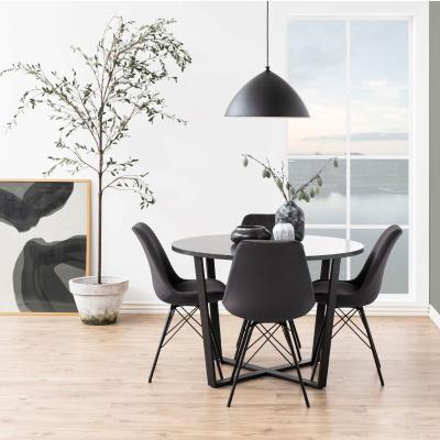 Amble Black Marble Effect 4 Seater Round Dining Table With Black Legs