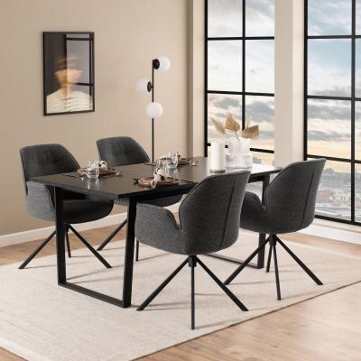 Amble Black Marble Effect 68 Seater Extending Dining Table