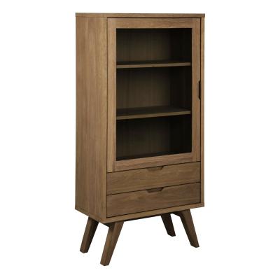 Aline Smoked Oak 2 Drawers Display Cabinet