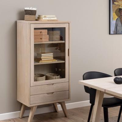 Aline White Oak 2 Drawers Display Cabinet