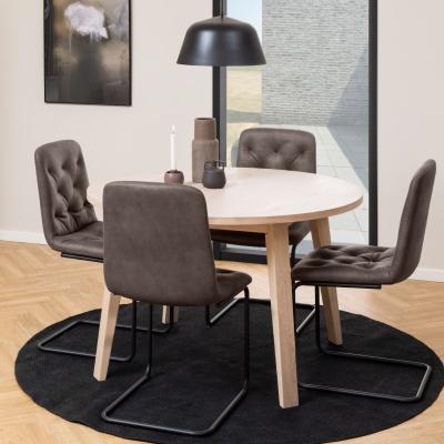 Aline White Oak 4 Seater Round Dining Table