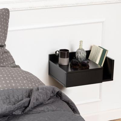 Ashlan Black 1 Drawer Floating Bedside Table With Shelf