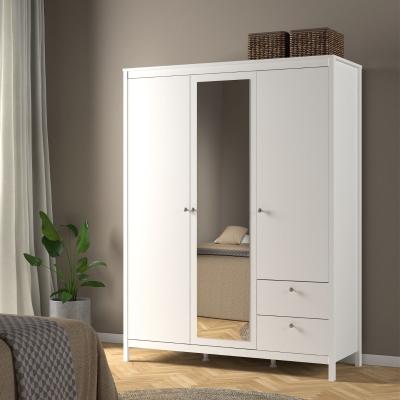 Madrid White 2 Door Mirrored Wardrobe With 2 Drawers