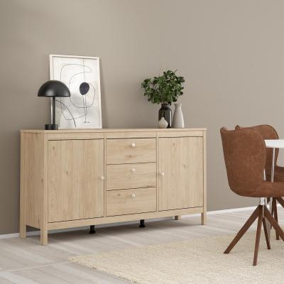 Madrid Jackson Hickory Oak 3 Drawer Medium Sideboard