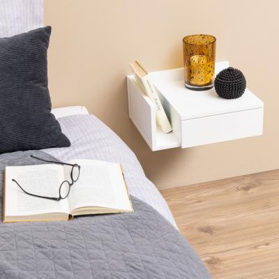 Avignon White 1 Drawer Floating Bedside Table With Shelf