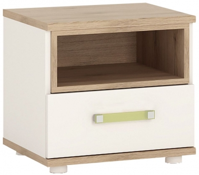 Product photograph of 4kids White And Oak Effect 1 Drawer Bedside Cabinet With Lemon Handle from Choice Furniture Superstore