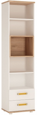 Image of 4Kids Tall 2 Drawer Bookcase with Orange Handle