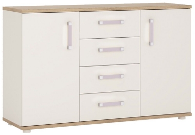 Product photograph of 4kids White And Oak Effect Medium 2 Door Sideboard With Lilac Handle from Choice Furniture Superstore