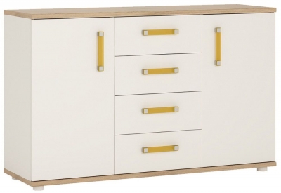 Product photograph of 4kids 2 Door 4 Drawer Sideboard With Orange Handle from Choice Furniture Superstore