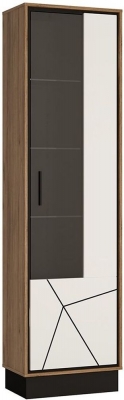 Brolo Tall Glazed Display Cabinet with The Walnut and Dark Panel Finish (RH)