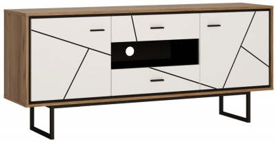Brolo 2 Door 2 Drawer TV Unit with The Walnut and Dark Panel Finish