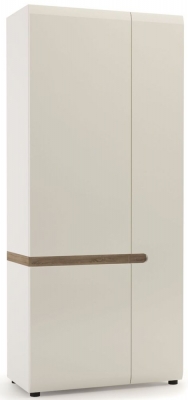 Product photograph of Chelsea Bedroom 2 Door Wardrobe In White With Truffle Oak Trim from Choice Furniture Superstore