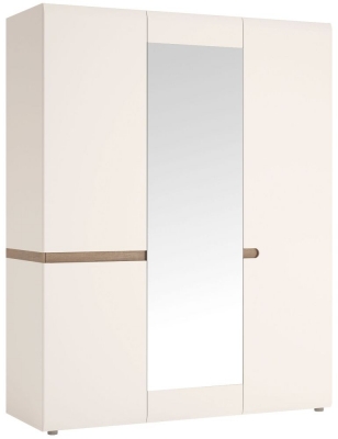 Product photograph of Chelsea White Gloss 3 Door Wardrobe With Mirror from Choice Furniture Superstore