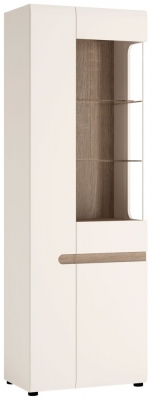 Product photograph of Chelsea White Gloss Tall Glazed Display Unit In Lhd from Choice Furniture Superstore