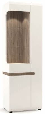 Product photograph of Chelsea White Gloss Tall Glazed Display Unit Rhd from Choice Furniture Superstore