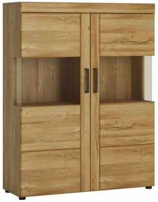 Product photograph of Cortina Low Wide 2 Door Display Cabinet In Grandson Oak from Choice Furniture Superstore