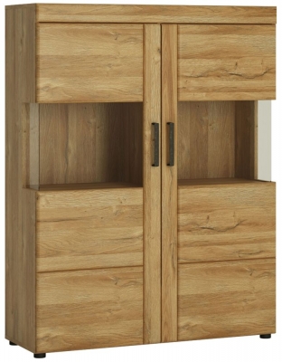 Product photograph of Cortina Oak Effect 2 Door Display Cabinet from Choice Furniture Superstore