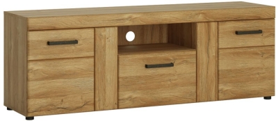 Product photograph of Cortina 2 Door 1 Drawer Tall Tv Cabinet In Grandson Oak from Choice Furniture Superstore