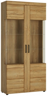 Product photograph of Cortina Oak Effect 2 Door Glazed Display Cabinet from Choice Furniture Superstore