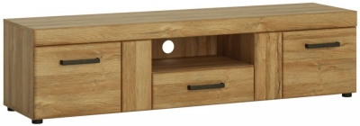 Product photograph of Cortina 2 Door 1 Drawer Wide Tv Cabinet In Grandson Oak from Choice Furniture Superstore
