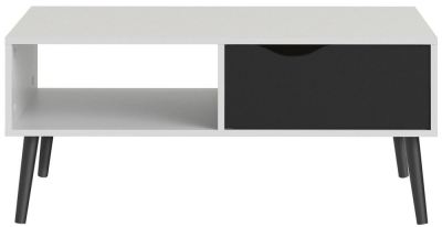 Product photograph of Oslo White And Black 1 Drawer Coffee Table from Choice Furniture Superstore