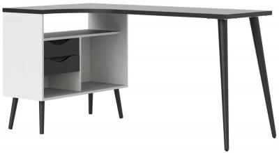 Product photograph of Oslo Desk 2 Drawer In White And Black Matt from Choice Furniture Superstore